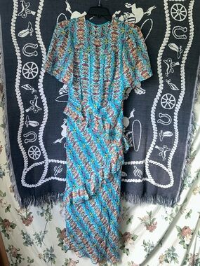SALONI Turquoise Floral-Lined Dress